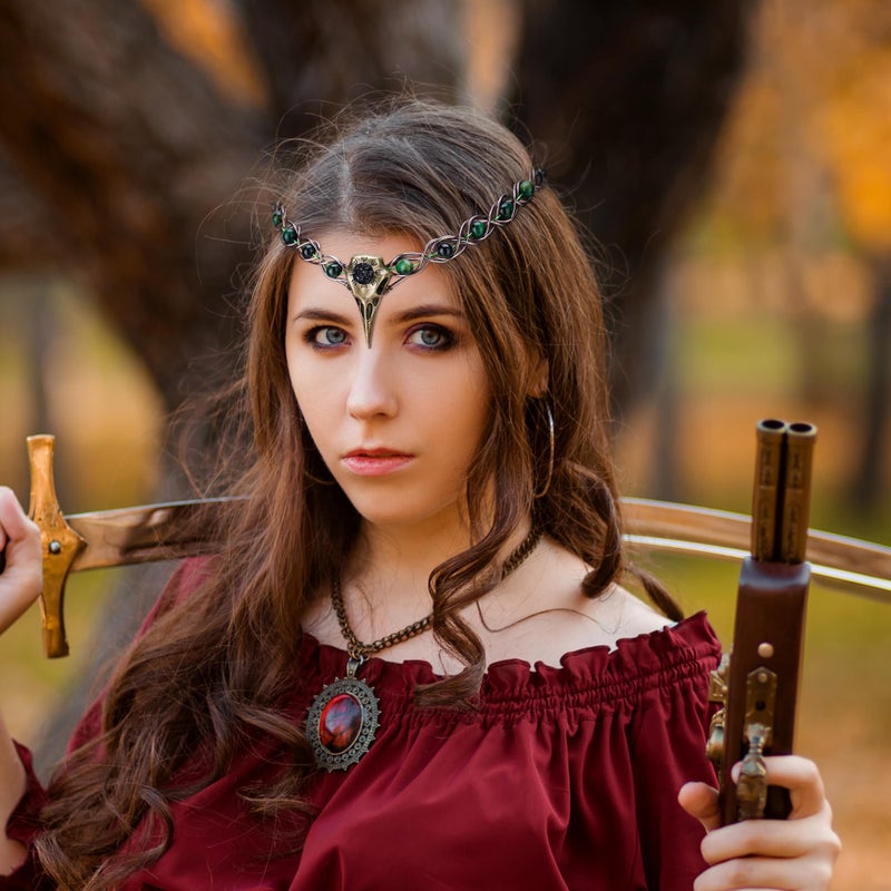 CoTeeZa Viking Fairy Crow Crown - Medieval Circlet Celtic Viking Headband Crown Women Headwear Renaissance Costume Halloween Cosplay Tiara - Image 2