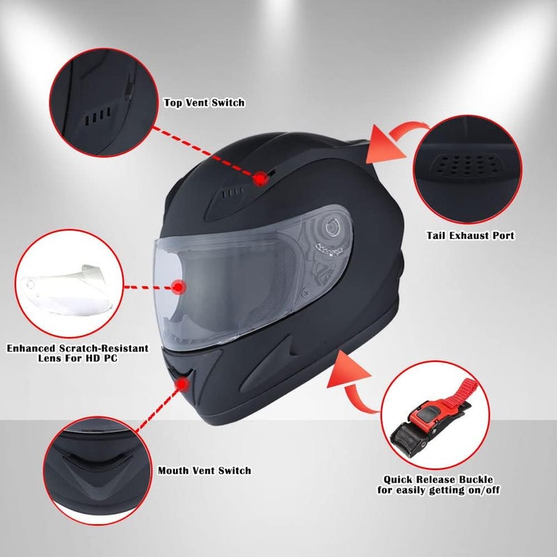 1Storm Motorcycle Bike Full Face Helmet Mechanic Skull - HJDJ11 - Image 3