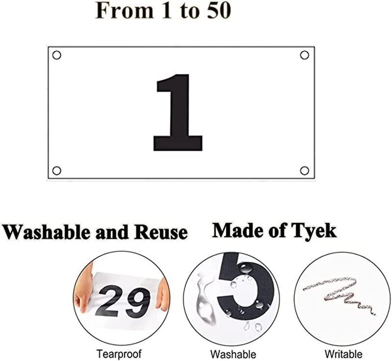 Kyzistn 1-50 Running Race Bibs Large Numbers with Safety Pins for Marathon Race Events- Tyvek Tearproof Waterproof (7X4Inch) - Image 3