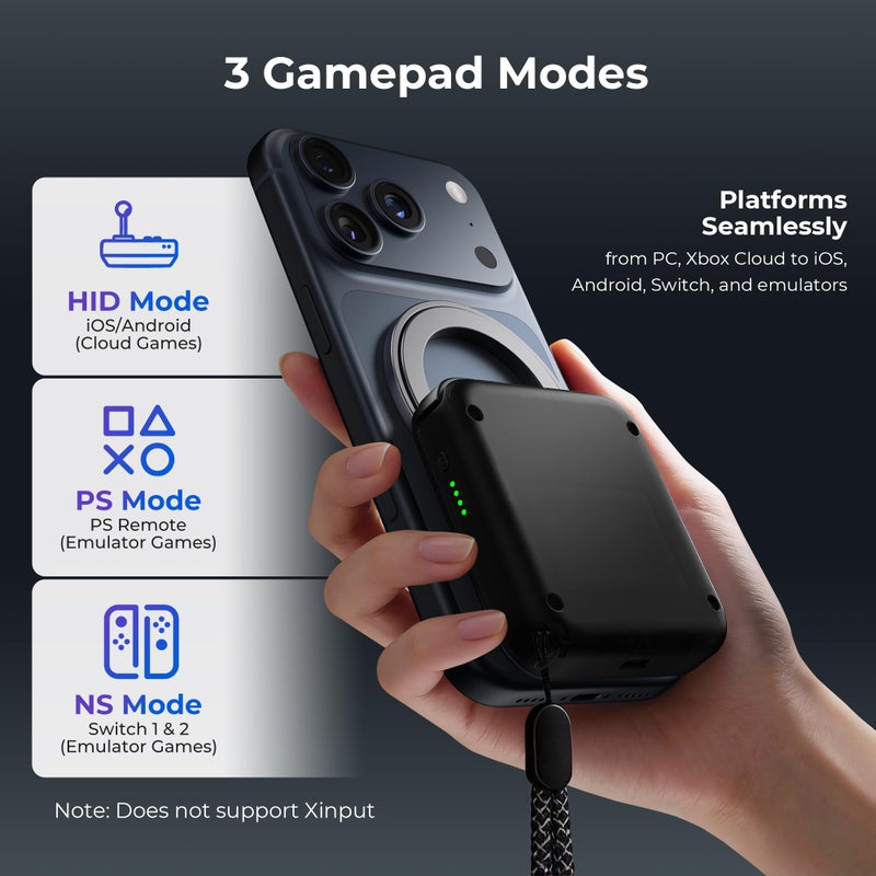 abxylute M4 Snap-On Mobile Gaming Controller for Android & iPhone, Switch 1&2, Portable Bluetooth Mini Controller, Pocket-Sized Retro Emulator Gamepad w/Stand, Dual Joystick Turbo Pro Gaming, Magnetic Black - Image 4