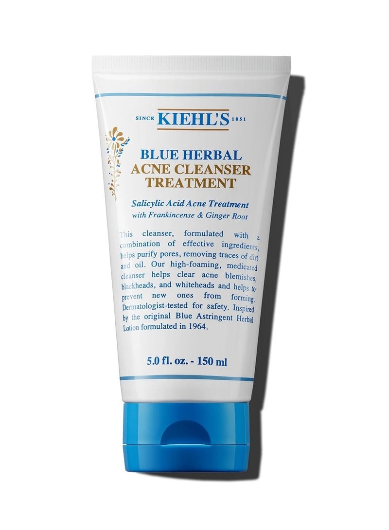 Kiehl's Kiehl's Blue Herbal Acne Cleanser Treatment with Salicylic Acid, Foaming Face Wash for Oily & Acne-prone Skin, Helps Clear Blackheads & Whiteheads, Removes Oil, Paraben-free, Fragrance-free - 5 fl oz - Image 1