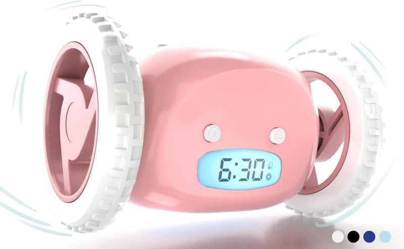 CLOCKY Extra Super Loud Alarm Clock for Heavy Sleepers Adults Kids Teens Bedroom, Move Jump Roll Run Away Easy to Set Smart Digital Alarm Clock on Wheels -Funny Gag Gift (Pink) - Image 1