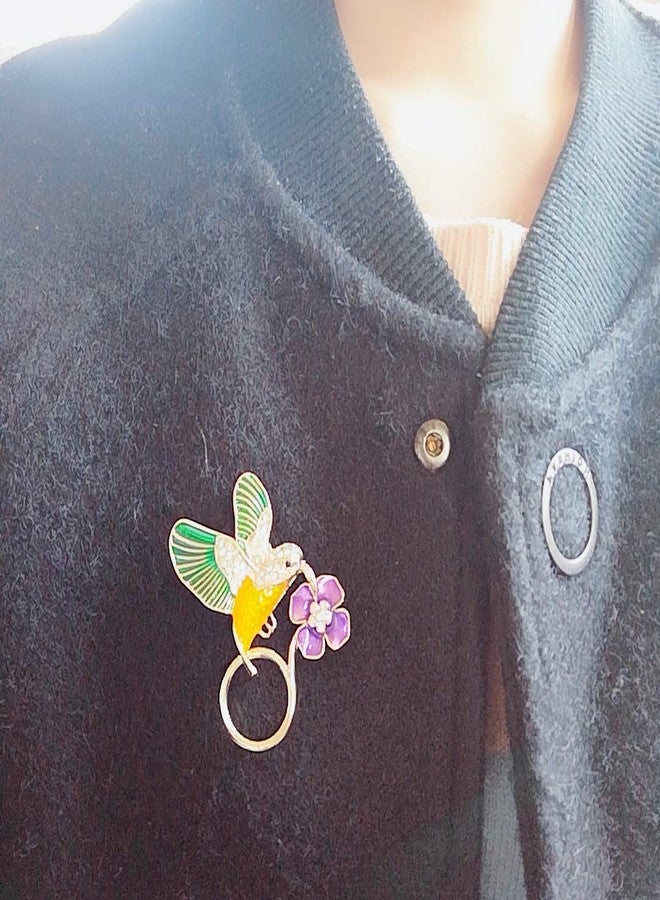 نوماندا حامل نظارات مغناطيسي على شكل طائر الطنان من نوماندا للمجوهرات، بروش مغناطيسي على شكل طائر الزمرد (فضي) - Image 4