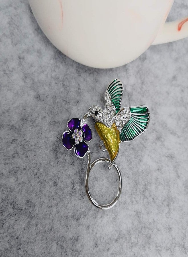 نوماندا حامل نظارات مغناطيسي على شكل طائر الطنان من نوماندا للمجوهرات، بروش مغناطيسي على شكل طائر الزمرد (فضي) - Image 2