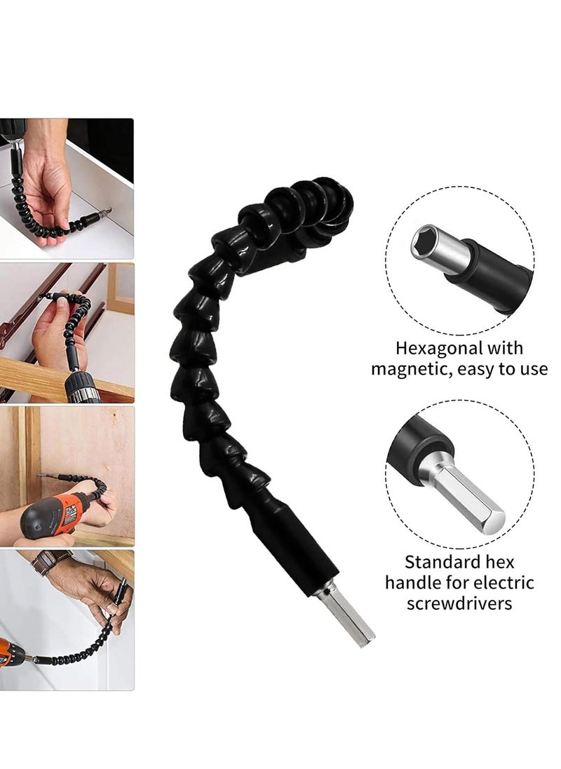 General - 2Pcs 200mm Flexible Shaft Extension Screwdriver Drill Bit Holder Connecting Link Tool,Bendable Drill Bit and Twists 360 Degrees,Black - Image 1