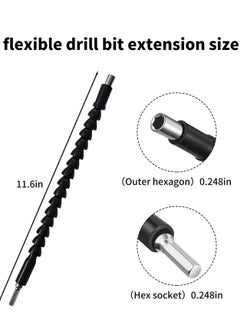 General 2Pcs 200mm Flexible Shaft Extension Screwdriver Drill Bit Holder Connecting Link Tool,Bendable Drill Bit and Twists 360 Degrees,Black  - Image 2