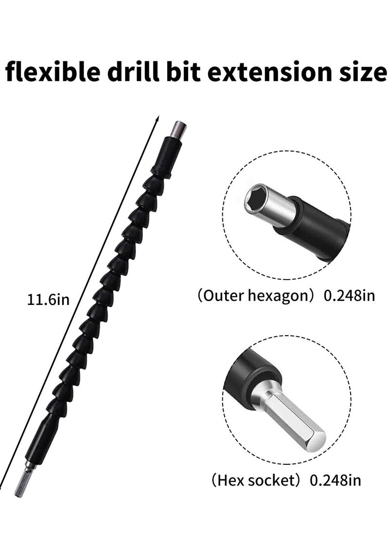 General - 2Pcs 200mm Flexible Shaft Extension Screwdriver Drill Bit Holder Connecting Link Tool,Bendable Drill Bit and Twists 360 Degrees,Black - Image 1