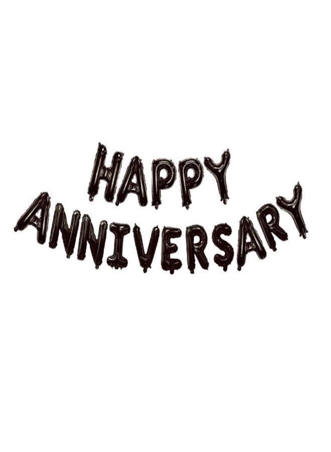 LMGERBUD Black Happy Anniversary Balloons,Happy Anniversary Party Decorations 16Inch - Image 1