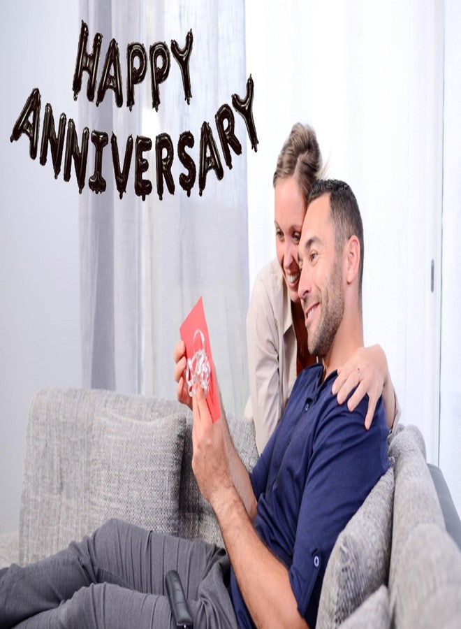 LMGERBUD Black Happy Anniversary Balloons,Happy Anniversary Party Decorations 16Inch - Image 3