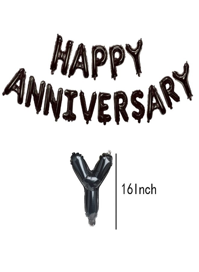 LMGERBUD Black Happy Anniversary Balloons,Happy Anniversary Party Decorations 16Inch - Image 2