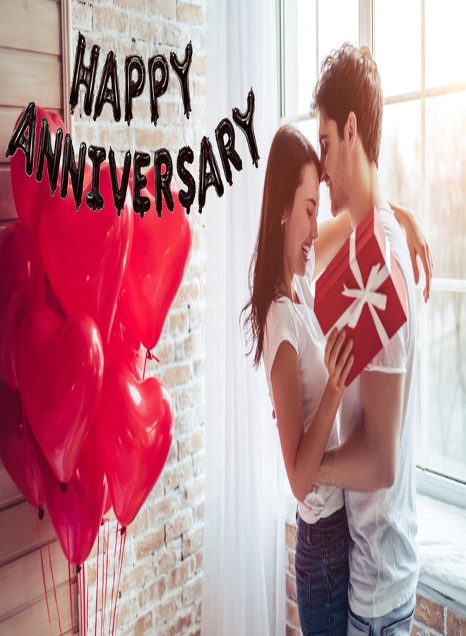 LMGERBUD Black Happy Anniversary Balloons,Happy Anniversary Party Decorations 16Inch - Image 4