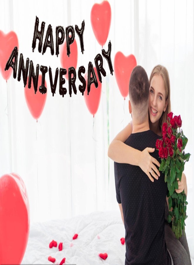 LMGERBUD Black Happy Anniversary Balloons,Happy Anniversary Party Decorations 16Inch - Image 5