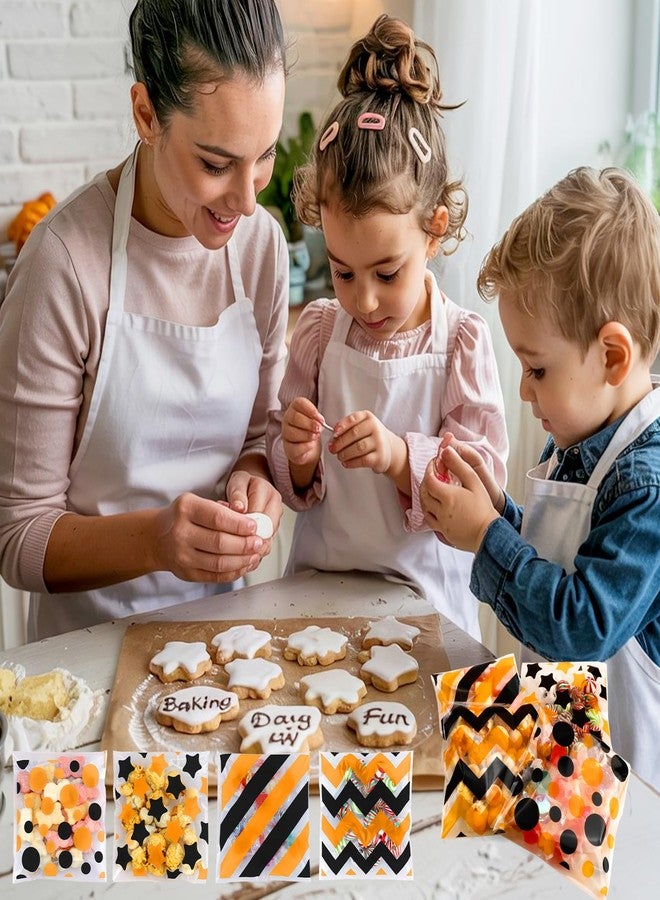 eowqeiur 100 PCS Black Orange Polka Dots Star Stripe Cellophane bags(4x4 Inch) Colorful Self Sealing Cookie Treat Snack Goodie Candy Goody Gifts Bags for Halloween Birthday Holiday Party Favors Supplies Wrap - Image 5