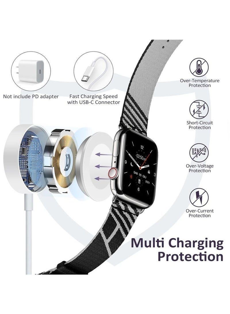 HablTech Applicable to Apple Watch Charger USB C Magnetic Fast iWatch Charger Portable Compatible with iWatch Ultra/Series 11/10/9/8/7/6/SE/SE2/5/4/3/2/1（1M） - Image 4
