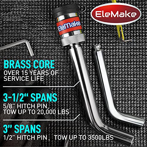 Elemake Trailer Hitch Lock - Hitch Pin Lock 1/2" and 5/8", Heavy Duty Brass Core Locking Mechanism, 3'' & 3-1/2" Extra Long Effective Length for Class I - V Hitch (Tow Receivers 1-1/4”, 2” and 2-1/2") - Image 2
