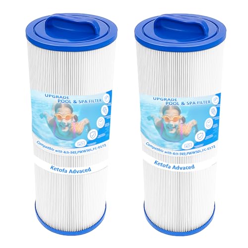 Ketofa 4CH-949 Spa Filter for Compatible with Pleatco PWW50L 𝐔𝐧𝐢𝐜𝐞𝐥 𝟒𝐂𝐇-𝟗𝟒𝟗 Filbur FC-0172 FC0172 SD-01143 Waterway 817-4050 Rising Dragon 50, Pool Hot Tub Filter Cartridge - 2 Packs - Image 1