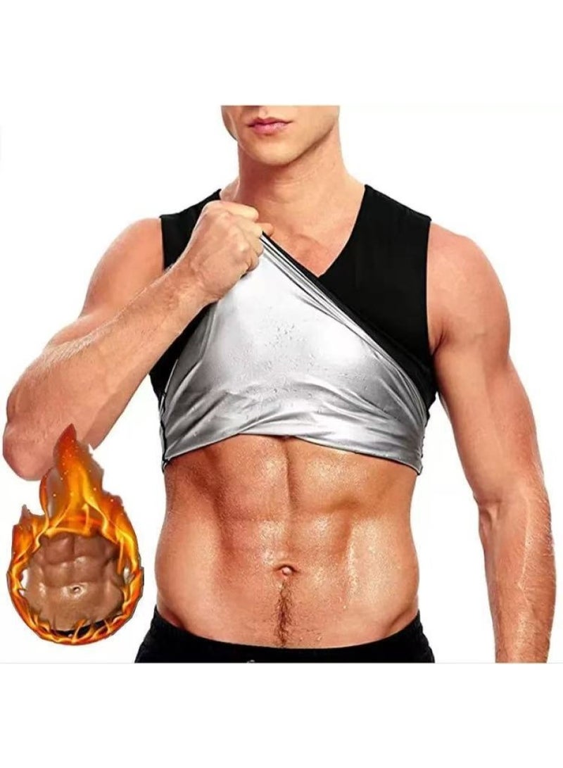 INSIJAM Sauna Vest with Waist Trainer for Men Sauna Sweat Vest Workout Tank Top Waist Trainer Sleeveless Sauna Suit for Men Weight Loss for Men Compression Tank Top for Belly Fat Slimming - Image 1