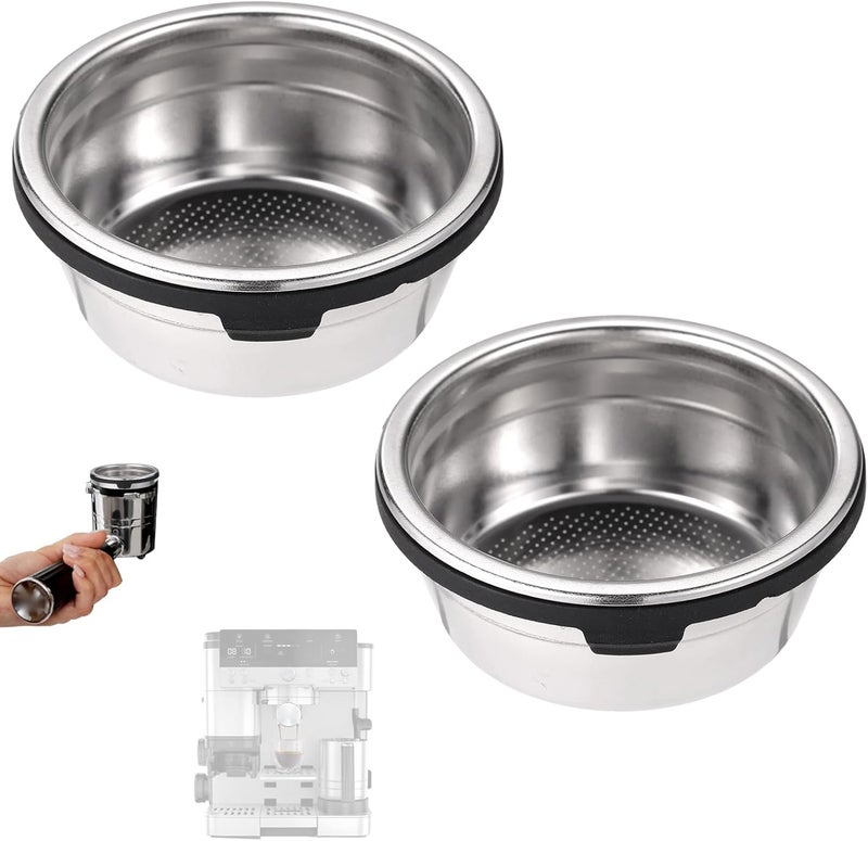 Sinbana 2pcs Double Cup Coffee Filter Basket Compatible with Ninja Luxe Cafe ES601 ES701, Stainless Steel Coffee Pressurized Porous Filter Reusable Portafilter Basket for Ninja Luxe Cafe Accessories - Image 1