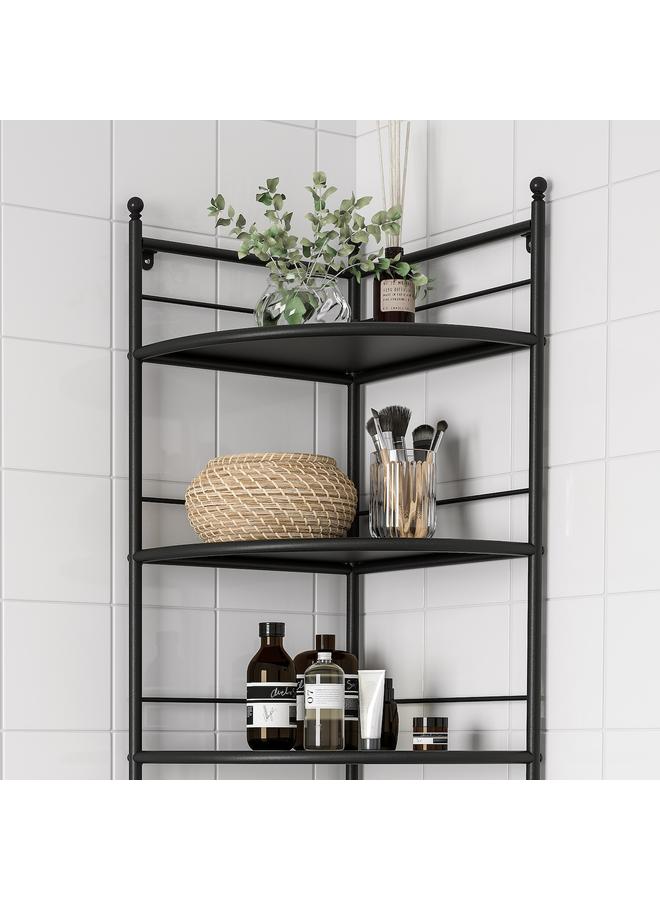 Zaboon Corner shelf unit, black, 35x156 cm - Image 3