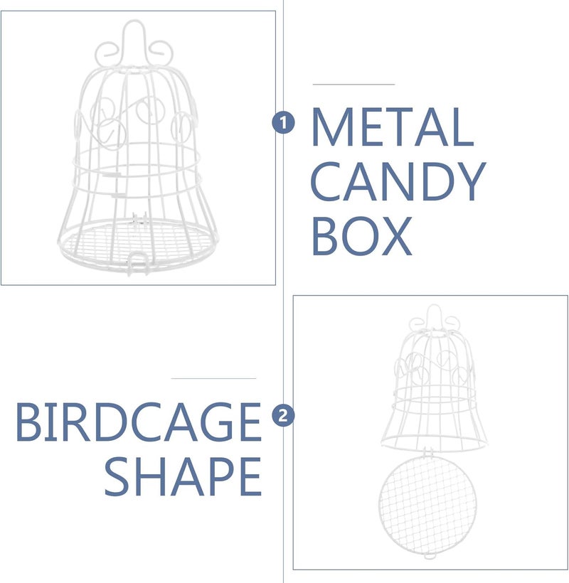 OSALADI 6Pcs White Metal Birdcage Candy Boxes Wedding Treat Containers Hollow Iron Sweets Packaging for Party Favor Shower Christmas Birthday - Image 4