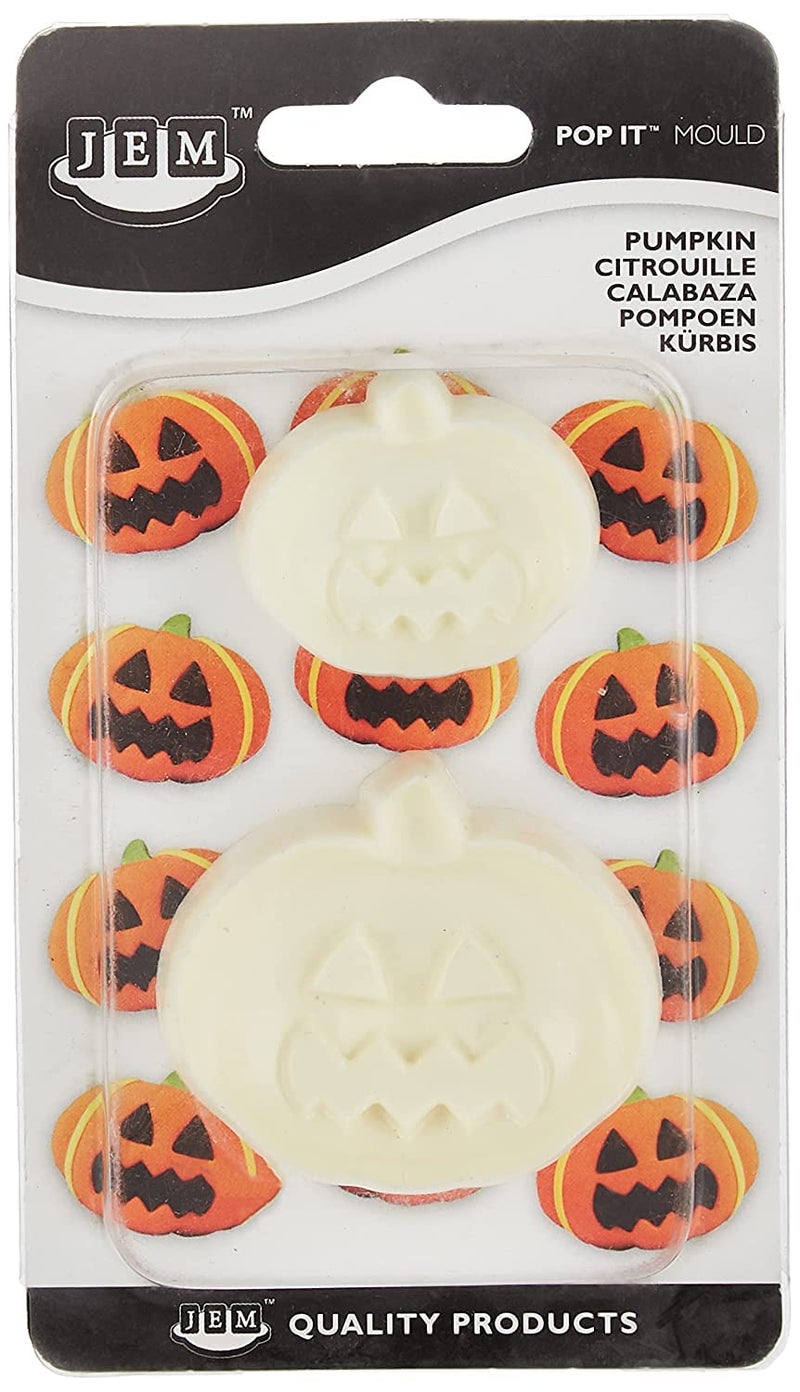 PME JEM Pop It Pumpkin Shaped Shaped Mould for Cake Decorating LargeSmall Set of 2 Offwhite