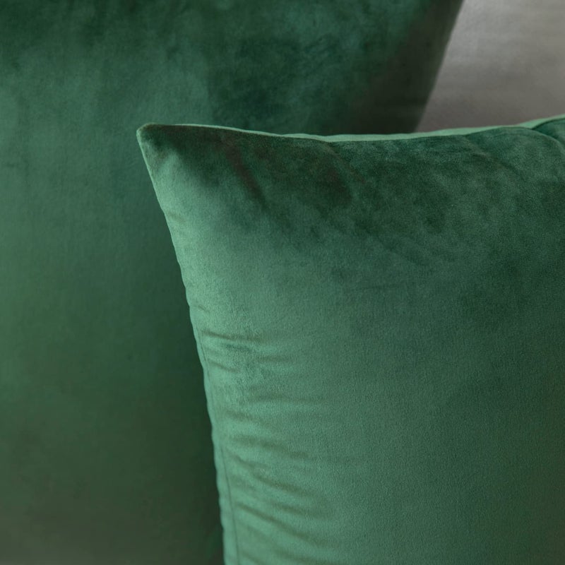 Colormz مجموعة Colormz من 2 Hunter Green Colored Velvet Throw Convel Cover Cover Cozy Soft Pillow Factions for Sofa Couch Bed وغرفة المعيشة - 20 "x20" - Image 5