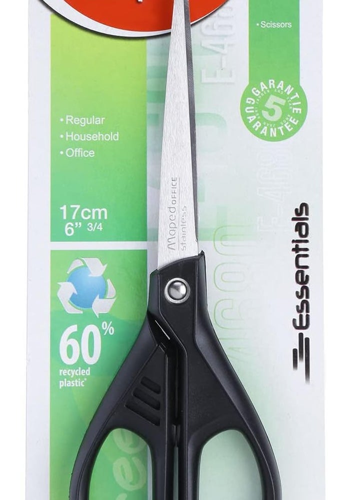 Maped Helix Usa Maped Essentials Green Recycled Scissors, Adult, 17.1 cm, Right & Left Handed (468010), Black - Image 1