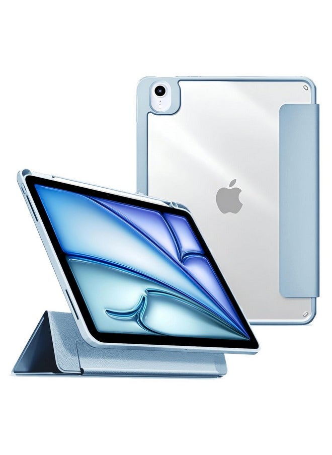 برو إليت - حافظة ProElite لجهاز iPad Air 11 بوصة M2 2024، حافظة iPad Air الجيل الخامس/الرابع مقاس 10.9 بوصة، غطاء مغناطيسي هجين قابل للفصل لجهاز Apple iPad Air مع حامل قلم رصاص، أزرق ضبابي [ظهر شفاف] - Image 1