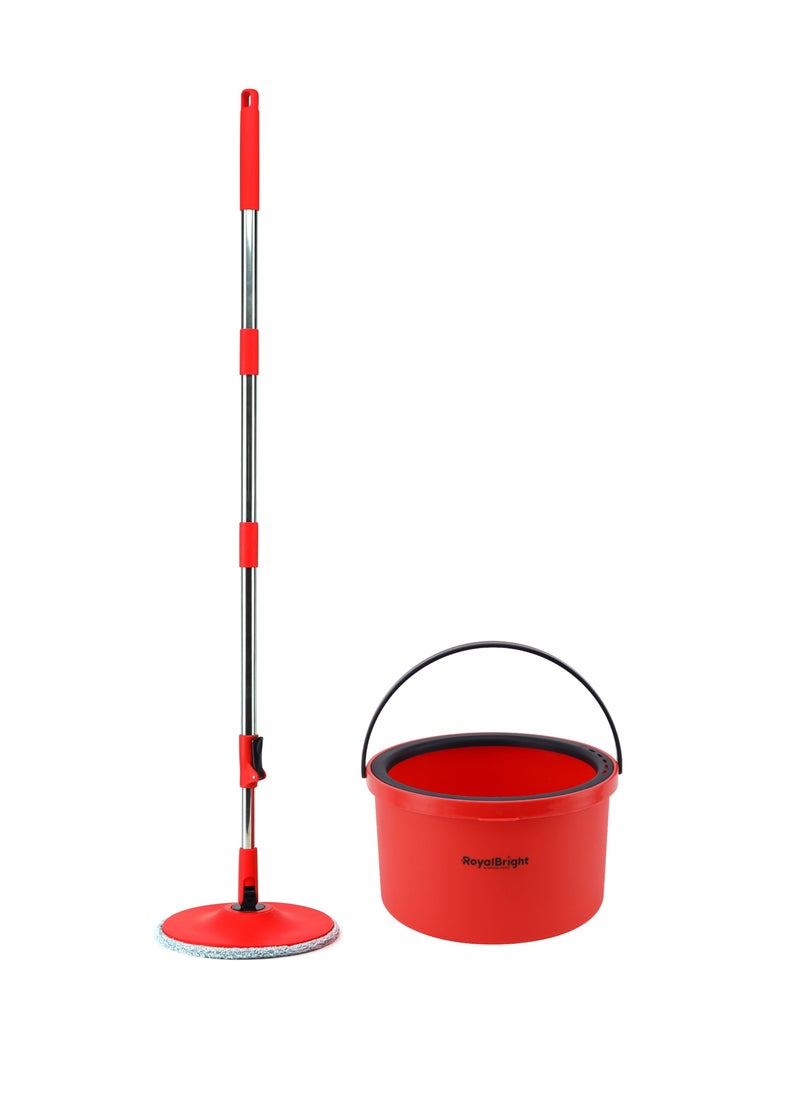 Royalford RoyalBright Clean Plus Spin Easy Mop| RF10500| Extra Mop Head| 100% Microfiber| 2.5L Capacity| Red and Blue Cleaning Set  - Image 1