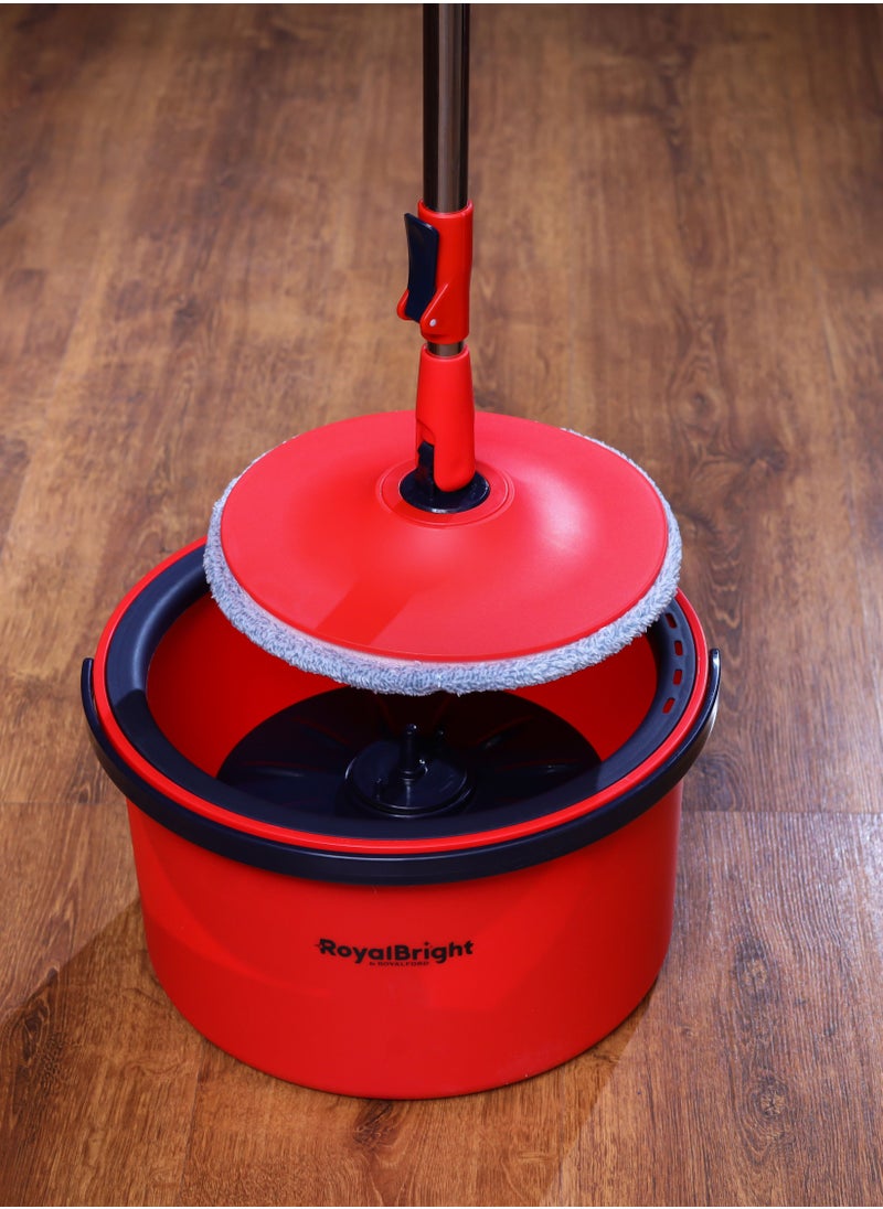 Royalford RoyalBright Clean Plus Spin Easy Mop| RF10500| Extra Mop Head| 100% Microfiber| 2.5L Capacity| Red and Blue Cleaning Set  - Image 4