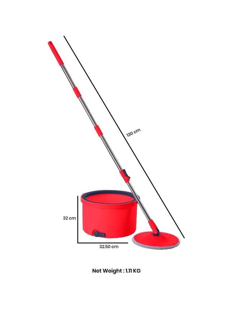 Royalford RoyalBright Clean Plus Spin Easy Mop| RF10500| Extra Mop Head| 100% Microfiber| 2.5L Capacity| Red and Blue Cleaning Set  - Image 5