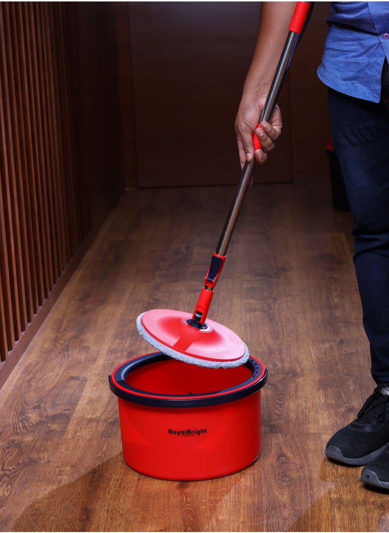 Royalford RoyalBright Clean Plus Spin Easy Mop| RF10500| Extra Mop Head| 100% Microfiber| 2.5L Capacity| Red and Blue Cleaning Set  - Image 3