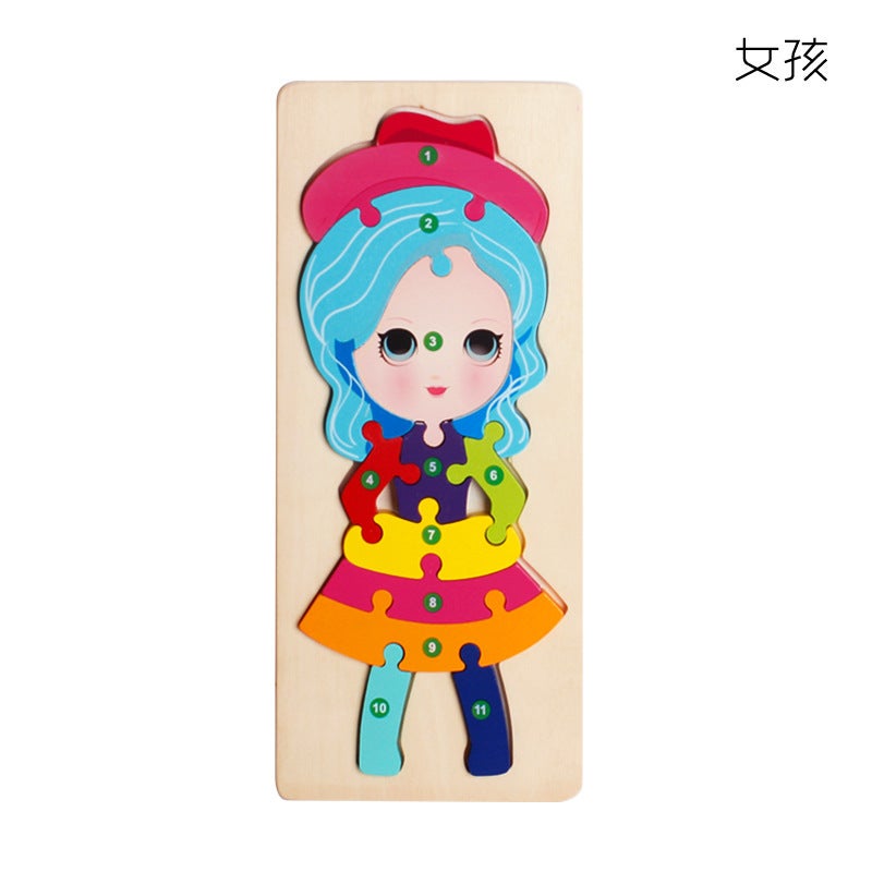 Large Cartoon Digital Animal Jigsaw Puzzle Snap-On Children'S Digital Cognitive Enlightenment Puzzle Wooden Toy - Image 1