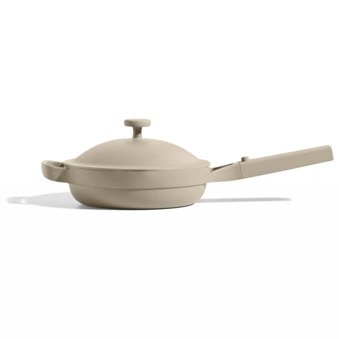 MINI ALWAYS PAN 85 CERAMIC PAN WITH MODULAR LID BEECHWOOD SPATULA PATENTED 10IN1 NONSTICK NONTOXIC COOKWARE MADE WITHOUT PFAS INDUCTION OVENSAFE UP TO 450F STEAM