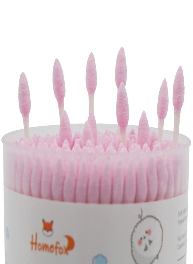 HOMEFOX Pink Cotton Swabs Precision Pointed - 200 Count Pointy Organic Cotton Double Side Tightly Wrapped Cotton Tips Paper Stick Soft Gentle Lint-Free Cruelty-Free, Pointy & Round (Pink) - Image 3