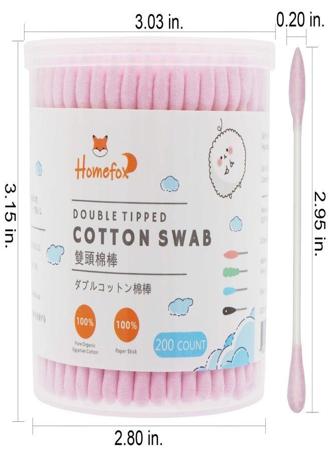 HOMEFOX Pink Cotton Swabs Precision Pointed - 200 Count Pointy Organic Cotton Double Side Tightly Wrapped Cotton Tips Paper Stick Soft Gentle Lint-Free Cruelty-Free, Pointy & Round (Pink) - Image 2