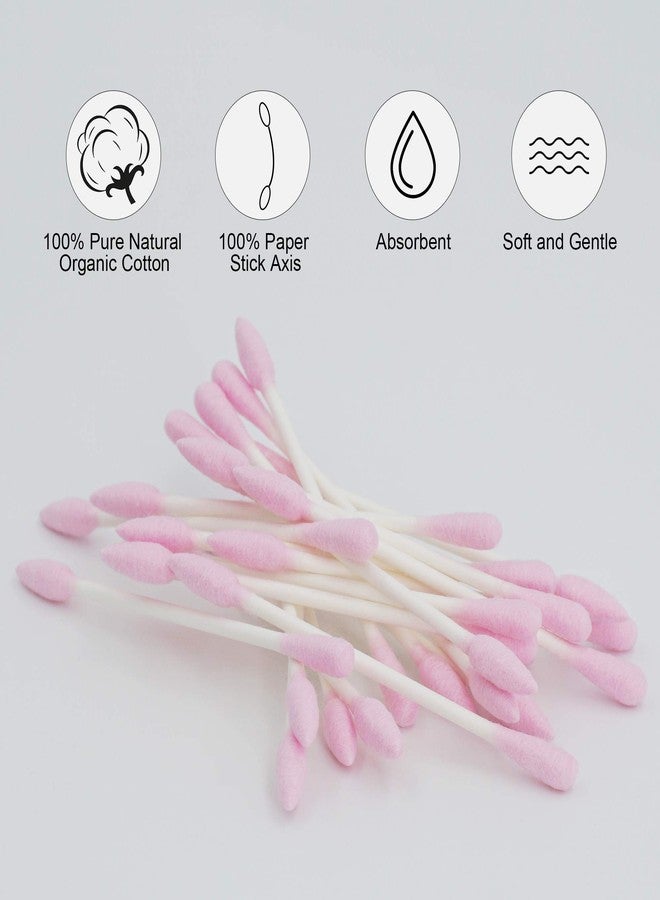HOMEFOX Pink Cotton Swabs Precision Pointed - 200 Count Pointy Organic Cotton Double Side Tightly Wrapped Cotton Tips Paper Stick Soft Gentle Lint-Free Cruelty-Free, Pointy & Round (Pink) - Image 5