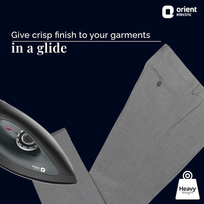 Orient Electric Gusto Heavy Weight Iron for Clothes | 1100 Power | Cool Touch Plastic Body | with Wielburger Non-Stick Coating| 2 Years Replacement Warranty - Image 3