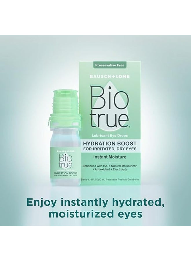 Bausch + Lomb Biotrue Hydration Boost, Preservative-Free Eye Drops for Dry Eyes, Instantly Moisturizes, Rehydrates, Contact Lens Friendly, Refresh & Relieve Eye Irritation, 0.33 FL Oz (Pack of 2) - Image 3