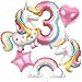 SNLN Unicorn 3rd Birthday Party Decorations for Girls Large Self Standing 3D Unicorn Foil Balloons with Rainbow Heart Star Balloons Wedding Baby Shower Pink Party Supplies number 3 set - Image 2