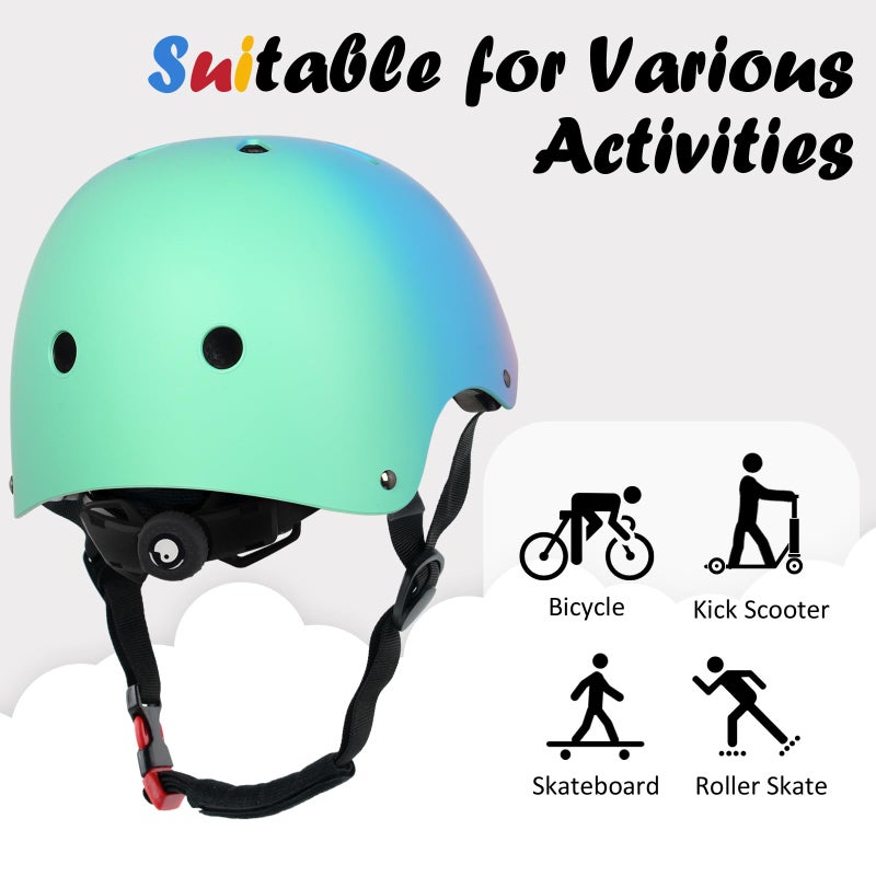 Ouwoer Kids Bike Helmet, Adjustable and Multi-Sport, from Toddler to Youth, 3 Sizes (Pink Blue Green) - Image 4