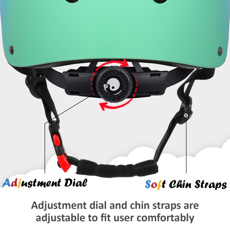 Ouwoer Kids Bike Helmet, Adjustable and Multi-Sport, from Toddler to Youth, 3 Sizes (Pink Blue Green) - Image 3
