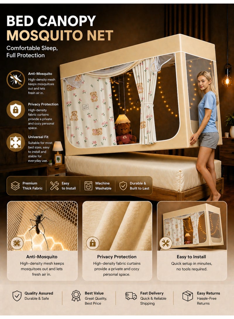 OHTEX HOME مظلات سرير، ستائر، ستائر تعتيم، ستائر خيمة سرير فردية، قماش تظليل للطلاب، مظلة سرير، ناموسية، نوم الطلاب، حماية الخصوصية - Image 1