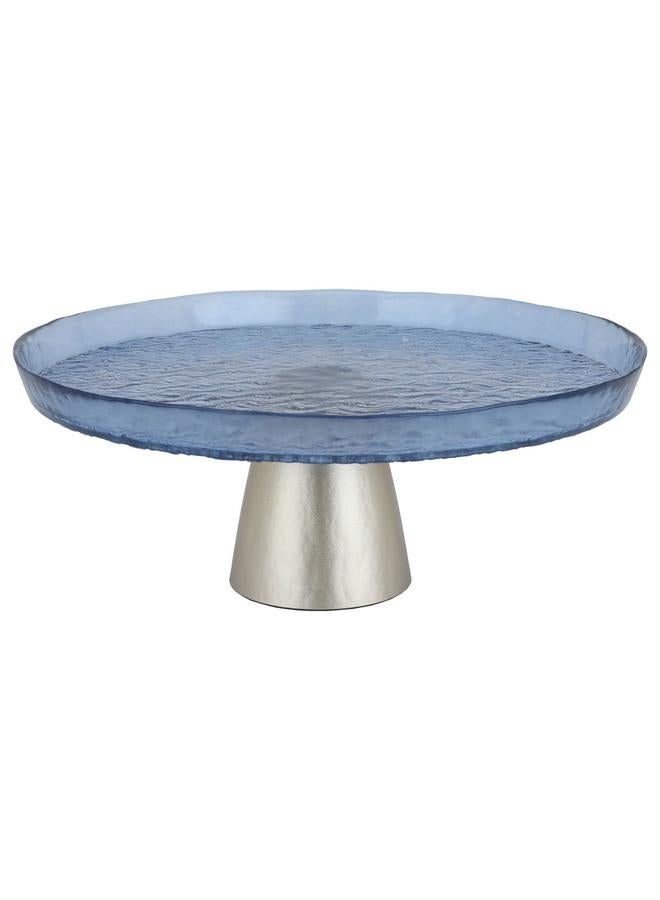 Alsaif Glass Serving Stand 32X32X13 Cm Blue - Image 1