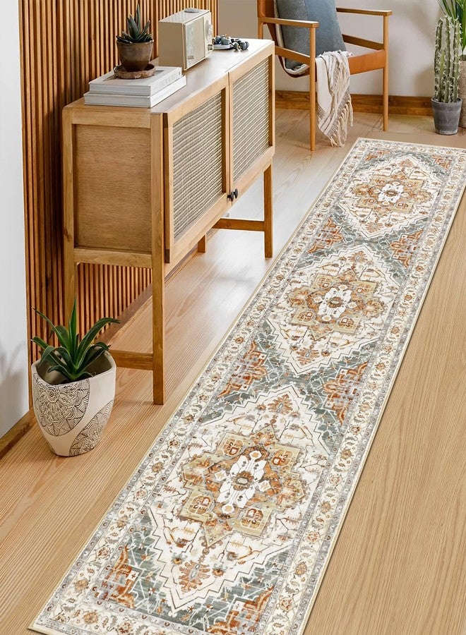 Pauwer Hallway Runner Rug 2x8, Long Washable Kitchen Rugs Runner, Farmhouse Vintage Medallion Area Rug Carpet, Soft Throw Rugs for Bedroom, Non Slip Floor Runner for Entryway Laundry - Image 5