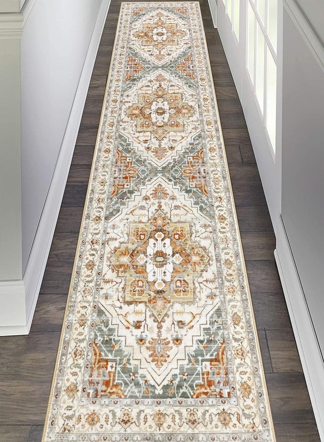 Pauwer Hallway Runner Rug 2x8, Long Washable Kitchen Rugs Runner, Farmhouse Vintage Medallion Area Rug Carpet, Soft Throw Rugs for Bedroom, Non Slip Floor Runner for Entryway Laundry - Image 1