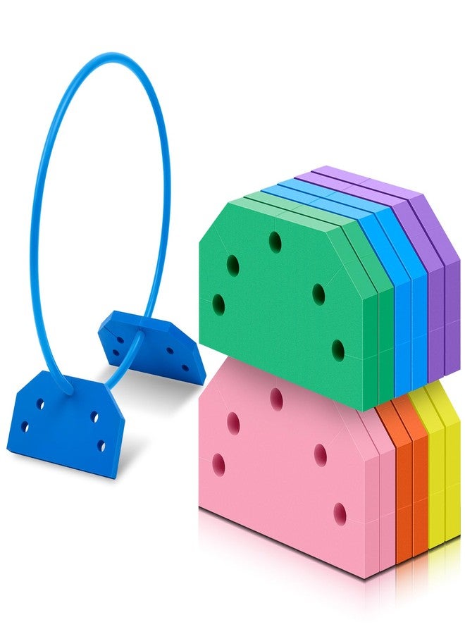 Remerry 12 Pcs Foam Hoop Holders Rainbow Sponge Hoop Holders Obstacle Course Pe Equipment for Elementary School for Children Outdoor Backyard Lawn Sports Games, with 6 Colors, Hoops Not Included - Image 1