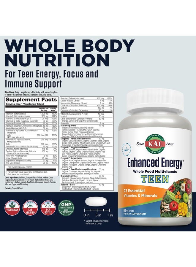 Kal Enhanced Energy for Teens Tablets, 60 Count - Image 2