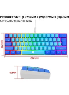 Rock Pow 60% Wired Gaming Keyboard RGB Ultra-Compact Mini Keyboard Waterproof Mechanical Feeling Small Keyboard for PC/Mac Gamer Typist Travel, Easy to Carry on Business Trip  - Image 5