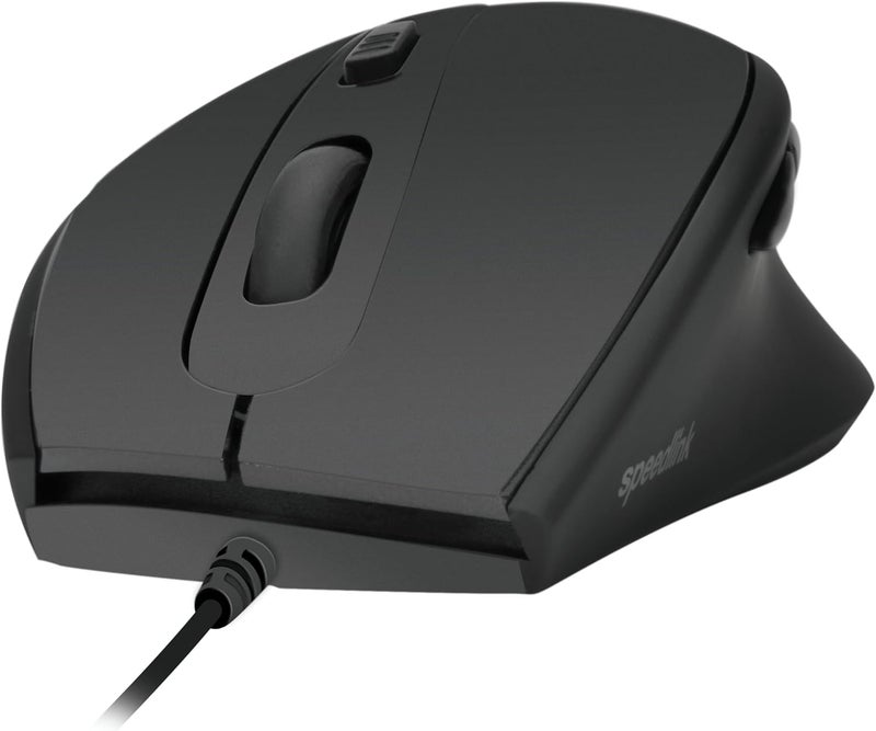 SPEEDLINK AXON Silent & Antibacterial Mouse - Quiet Computer Mouse with Cable and Antibacterial Surface, USB Mouse Silent Wired, 5 Buttons, up to 2400 dpi, Black - Image 2